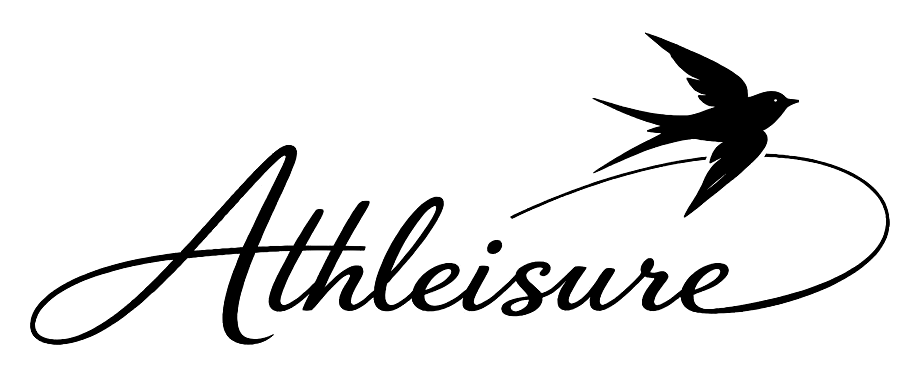 Athleisure - Logo Athleisure script con golondrina en negro sin fondo